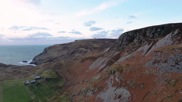 Flying Towards Glen Head in Glencolumbkille in County Donegal Republic of Irleand