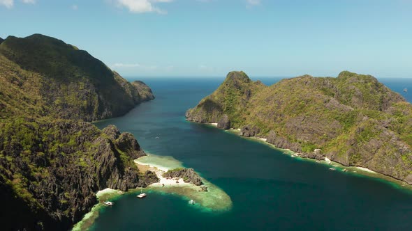 Tropical Seawater Lagoon and Beach Philippines El Nido