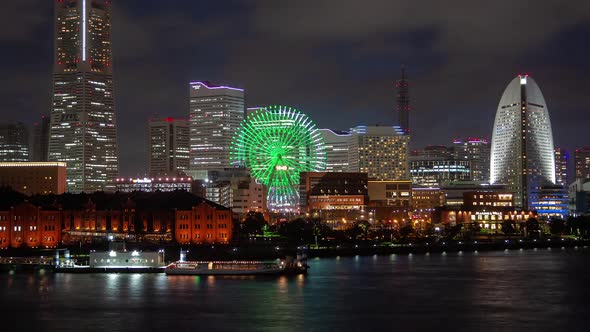 Yokohama City Quay Night Illumination Timelapse