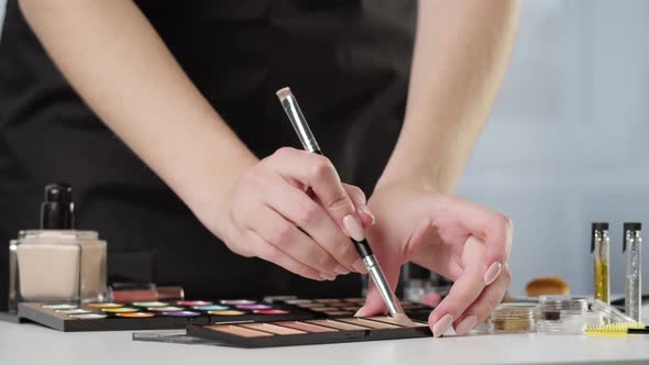 Palette of Blush and Highlighter on White Table