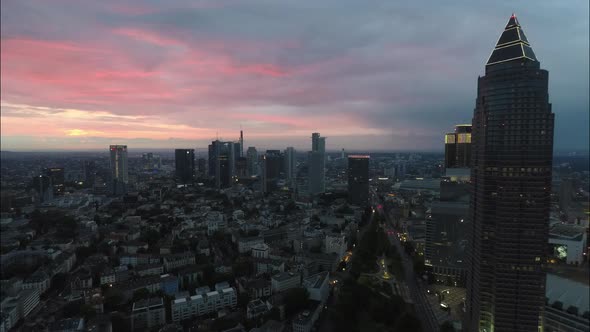 Night to Day Time Lapse of Beautiful Sunrise over Frankfurt am Main, Germany