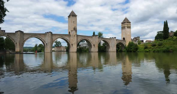 The medieval Pont Valentre, Cahors, Lot department, the Occitan, France