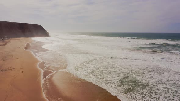 Praia Grande Beach at Sintra, Lisbon, Portugal, on the Atlantic Coast, a Beautiful Sandy Beach with