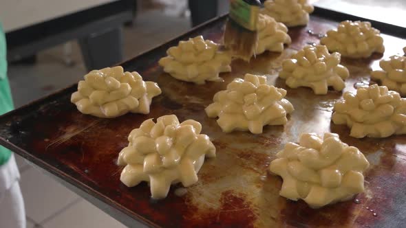 Dough in a Shape of Flowers on Tray