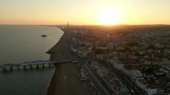 Sunset Over Beach Brighton Uk