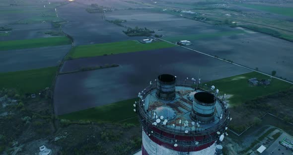 Aerial view of the landscape around logistic area, camera moving downwards.