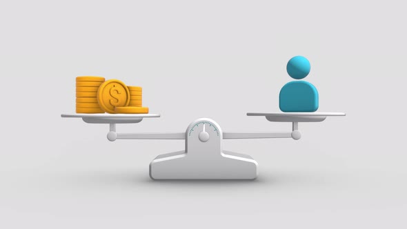 Dollar vs Worker Balance Weighing Scale Looping Animation
