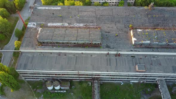 Old Ruinous Factory At Sunset