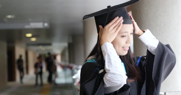 Happy woman get graduation in university