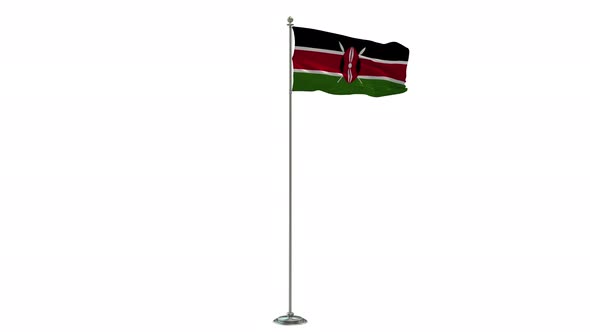 Kenya  Looping Of The Waving flag Pole With Alpha