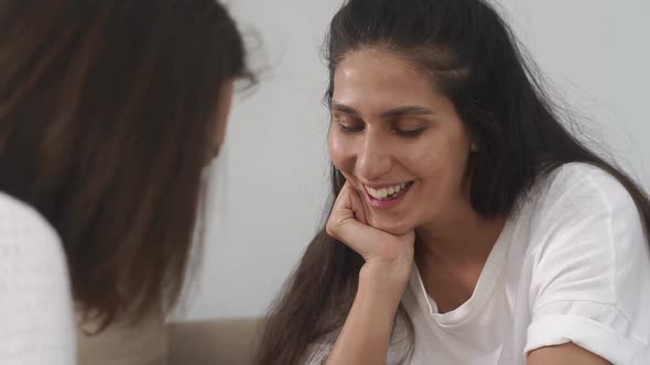 Two Female Friends at Home.