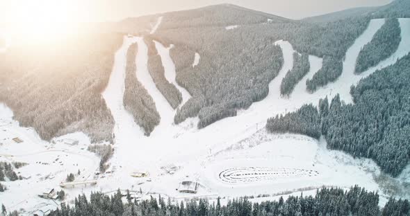 Ski Mountain Resort Aerial View