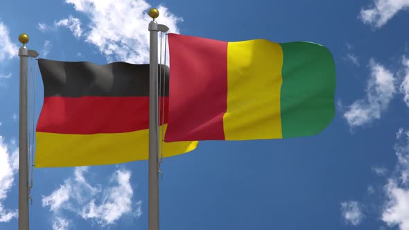 Germany Flag Vs Guinea On Flagpole