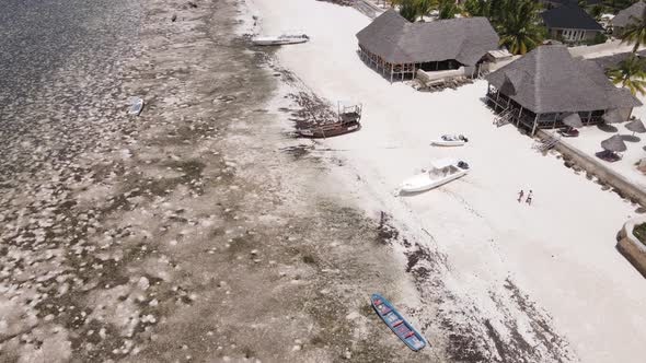 Shore of Zanzibar Island Tanzania at Low Tide Slow Motion