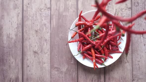 Red Chili Pepper on a Plate on Table