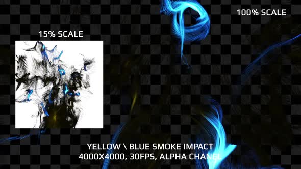 Yellow Blue Smoke Impact 4 - 4000x4000, Alpha
