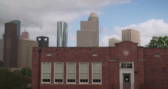 Crane shot revealing downtown Houston, Texas