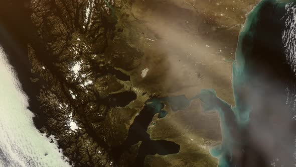 Tierra del Fuego archipelago and the Strait of Magellan from Space.