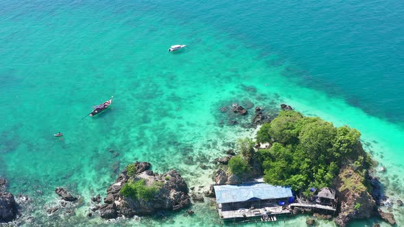 Aerial View of Koh Khai Nuai the Cat Island in Phuket Thailand