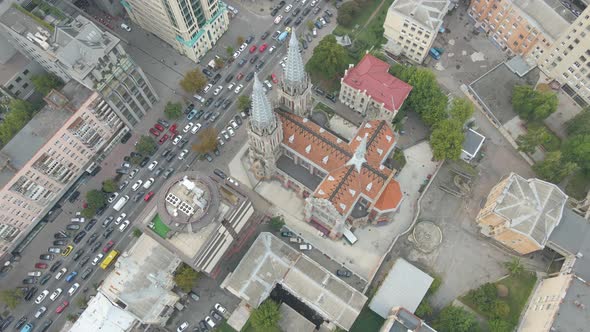 Aerial View of the Beautiful Church of Saint Nicholas Gothic Architecture