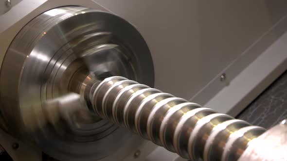 Turning Lathe in Action, Closeup.