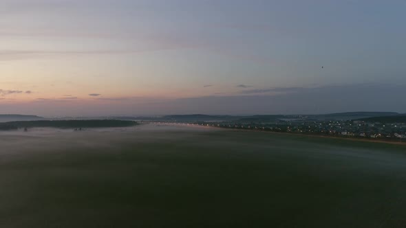 Gorgeous Summer evening fog in field 02