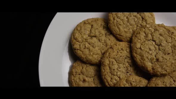 Cinematic, Rotating Shot of Cookies on a Plate - COOKIES 058