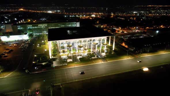 Night scape of downtown Brasilia Brazil. Postal card landmark city.