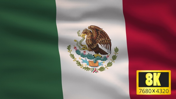 8K Mexico Windy Flag Background
