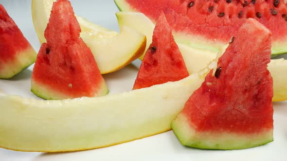 Ripe Red Watermelon And Melon