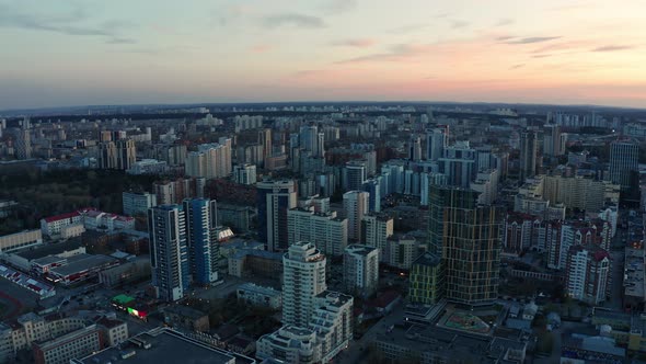 Aerial View of the City at Sunset