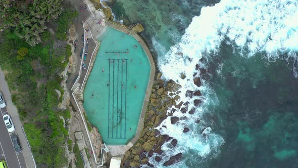 Bronte Baths a Salt Water Swimming Pool in Australia Bird's Eye View