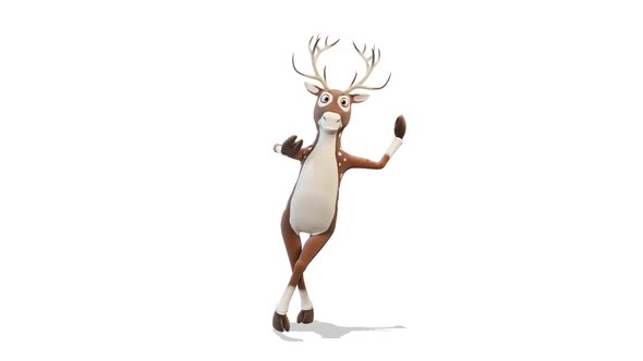 Deer Holds On To The Object And Talks About It on White Background