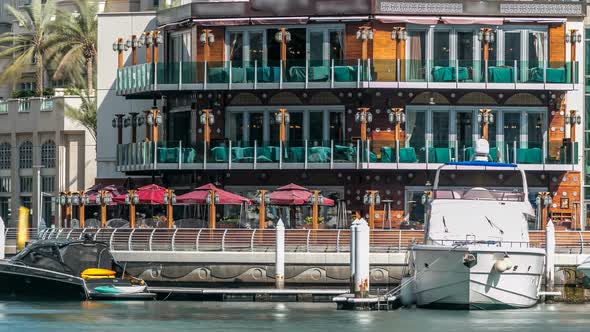 Promenade and Restaurants Timelapse at the Marina Walk During Day Time