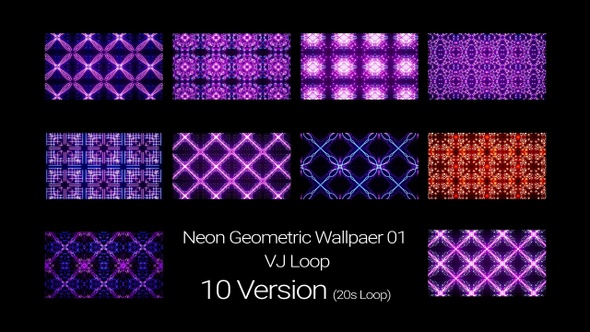 Neon Geometric Wallpaper VJ Loop Pack 01