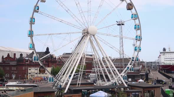 helsinki's ferris wheel view from mid-range during summer