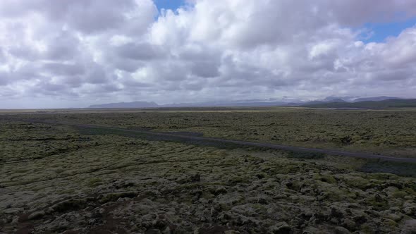 Lava and Moss with Road in Iceland