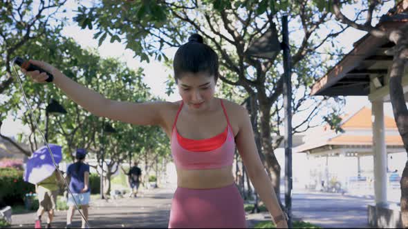 Athlete Trying and Learning Skipping Rope