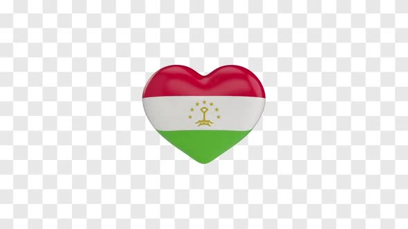 Tajikistan Flag on a Rotating 3D Heart