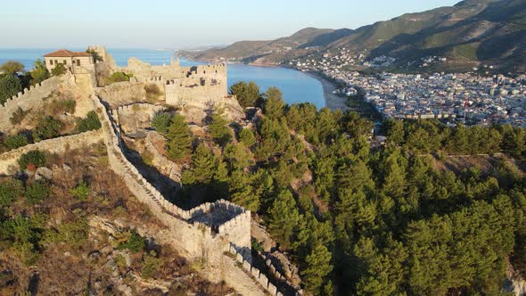 Alanya Castle - Alanya Kalesi Aerial View. Turkey