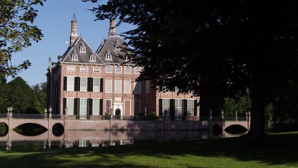 Exterior view of the Duivenvoorde Castle in the town of Voorschoten, South Holland, the Netherlands.