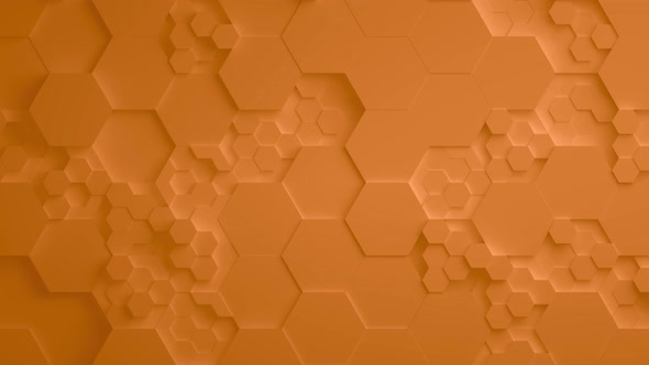 Orange Abstract Hexagon Geometric Surface Seamless Loop  UHD