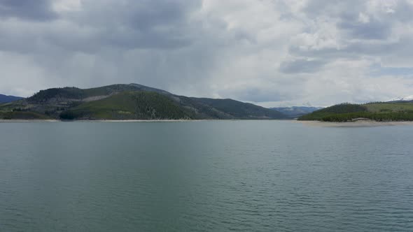 Ascending Aerial Shot of a Beautiful Mountain Lake in Colorado (Dillon Reservoir)