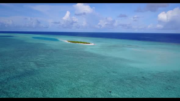 Aerial view sky of exotic seashore beach wildlife by blue ocean with bright sand background of a day