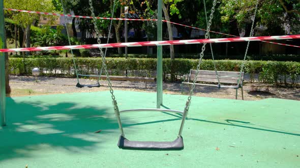 Closed Empty Playground Due To Quarantine COVID-19 Coronavirus in Italy