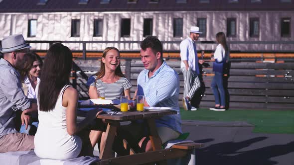 Happy people at the table