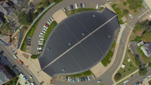 Top down aerial rotation of Ingalls Rink in New Haven