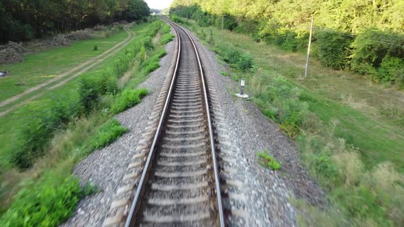 The speed of flight over the rails of the tracks on which the train goes outside the city