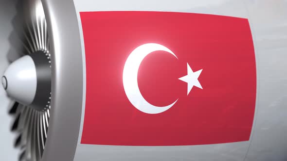 Airplane Engine with Flag of Turkey