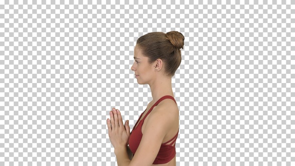 Young Woman Practicing Yoga, Alpha Channel